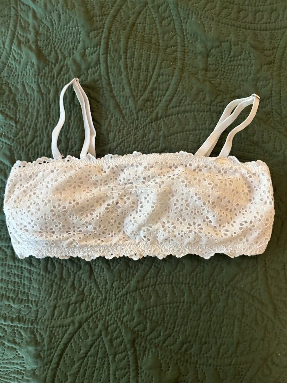 Auden White Floral Lace Bralette Strapless / Adjustable Straps Size L